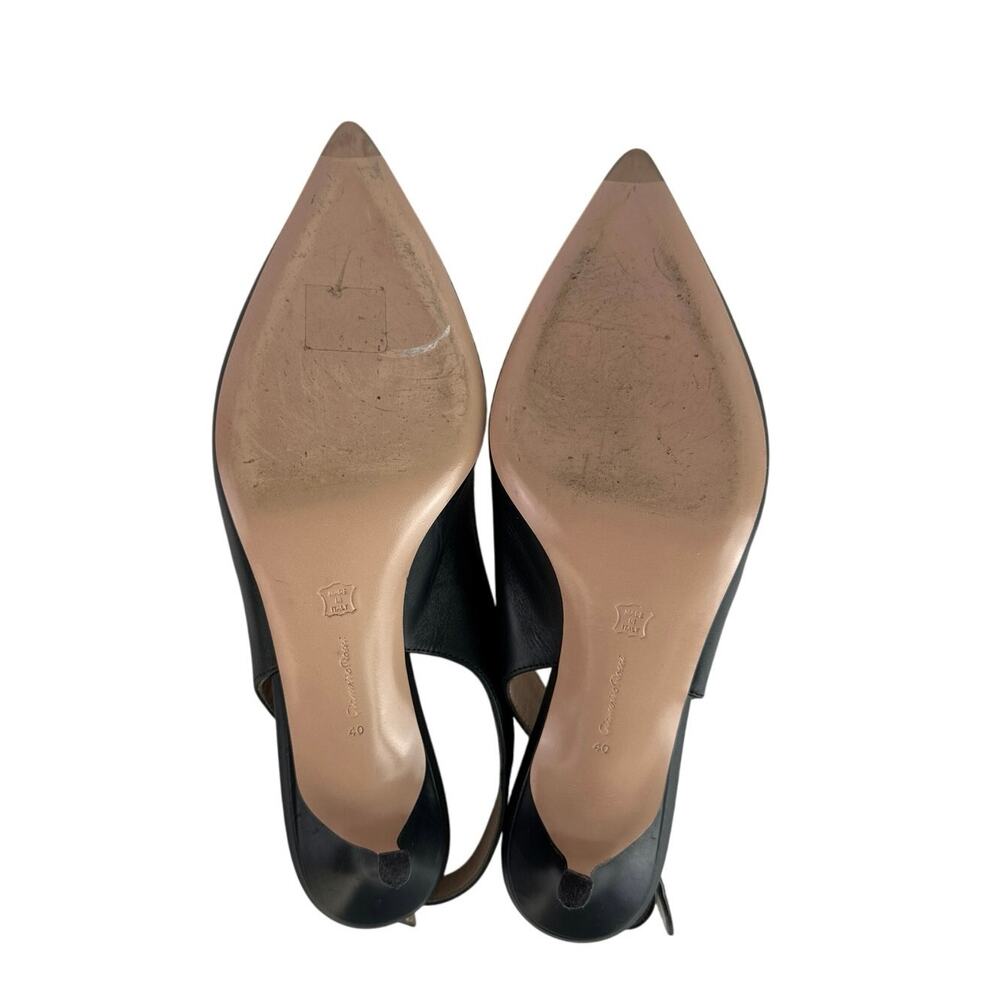 Gianvito Rossi Black Leather Pointed Toe Buckle Slingback Pumps Shoes 40 US 10 - Picture 4 of 8